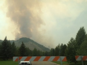 Evacuating Ketchum (taken from the back of the escape Jeep!)